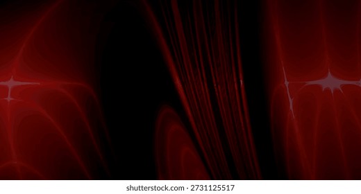 A dark, abstract background featuring flowing red fabric with a dramatic lens flare.