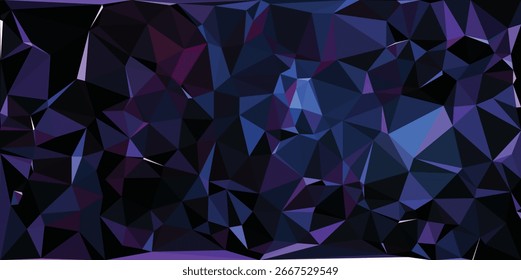 Ein dunkler, abstrakter Hintergrund mit einem geometrischen Muster aus Polygonen in Blau- und Purpurtönen, der eine kristallähnliche Textur erzeugt.