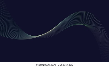 Dark abstract background featuring glowing, flowing wave lines in blue red color gradient. Futuristic design with shiny, smooth motion, perfect for technology-inspired visuals. Vector illustration.