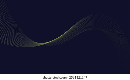 Dark abstract background featuring glowing, flowing wave lines in blue red color gradient. Futuristic design with shiny, smooth motion, perfect for technology-inspired visuals. Vector illustration.