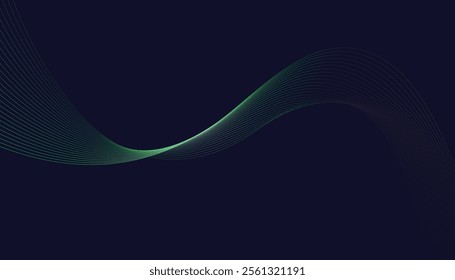 Dark abstract background featuring glowing, flowing wave lines in blue red color gradient. Futuristic design with shiny, smooth motion, perfect for technology-inspired visuals. Vector illustration.