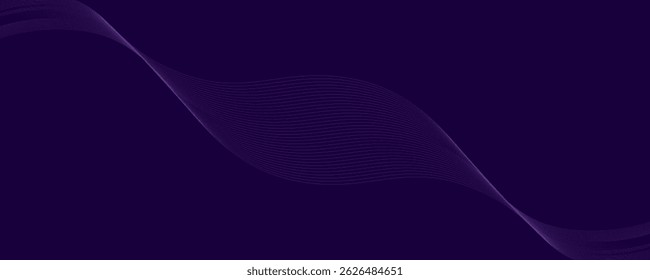 Dark abstract background featuring glowing, flowing wave lines in blue red color gradient. Futuristic design with shiny, smooth motion, perfect for technology-inspired visuals. Vector illustration.