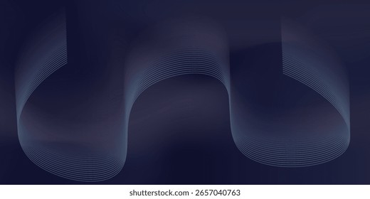 Dark abstract background featuring glowing, flowing wave lines in blue red color gradient. Futuristic design with shiny, smooth motion, perfect for technology-inspired visuals.