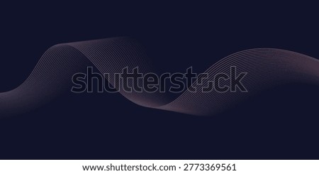 Dark abstract background featuring glowing, flowing wave lines in blue red color gradient. Futuristic design with shiny, smooth motion, perfect for technology-inspired visuals. Vector illustration.