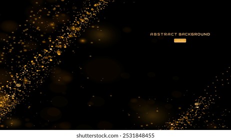 A dark abstract background featuring golden sparkles, ideal for design and creative projects.
