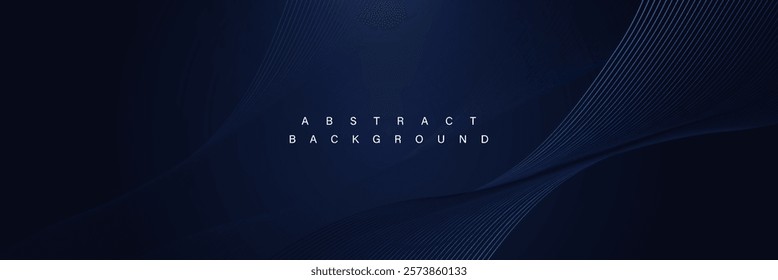 Dark abstract background featuring sleek blue gradient lines forming a dynamic, elegant wave pattern