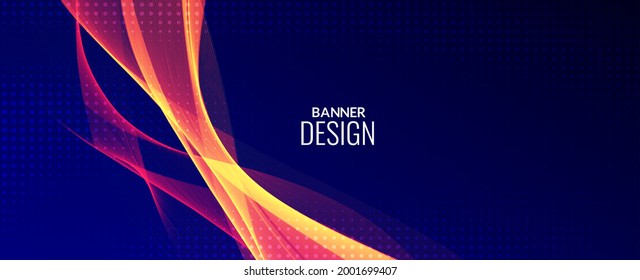 Dark abstract background with flowing colorful wave banner background pattern vector