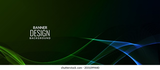 Dark abstract background with flowing colorful wave banner background pattern vector