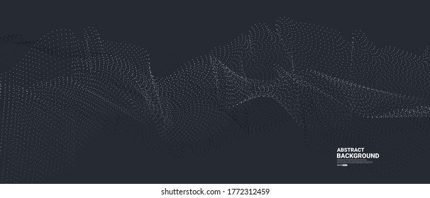 Dark abstract background with flowing particles. Digital future technology concept. vector illustration.