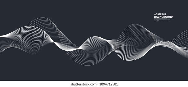 Dark abstract background with flowing particles. Digital future technology concept. vector illustration.