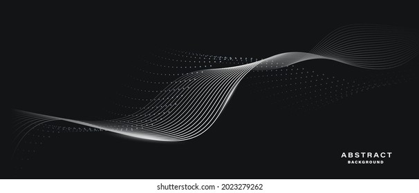 Dark abstract background with flowing particles. Digital future technology concept. vector