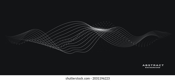 Dark abstract background with flowing particles. Digital future technology concept. vector illustration.