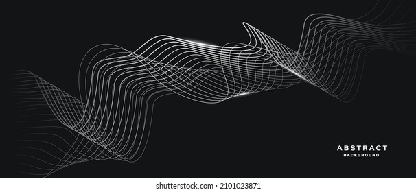Dark abstract background with flowing particles. Digital future technology concept. vector