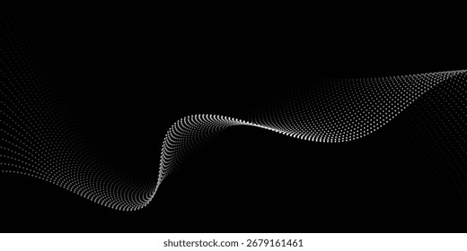 Dark abstract background with flowing particles. Digital future technology concept. vector illustration.