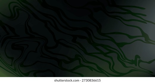 A dark, abstract background with flowing, wavy lines in shades of green and black, resembling topographic contours or natural geological formations.