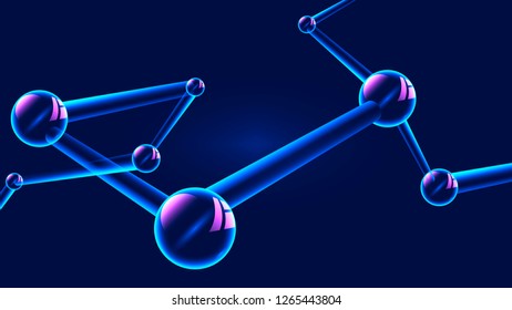 dark abstract background with a fragment of a molecular lattice. vector image