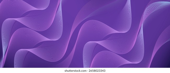 Fondo abstracto oscuro Gradación futurista Líneas curvas y partículas de luz. Líneas de fondo