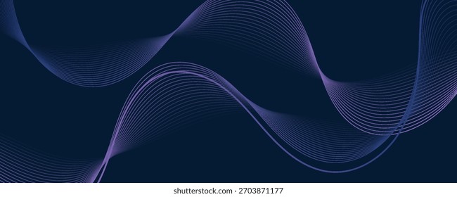 dark abstract background futuristic gradation curved lines and light particles. vector illustration