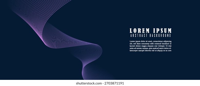 Fondo abstracto oscuro Gradación futurista Líneas curvas y partículas de luz. Diseño moderno de moda