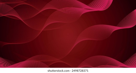 Fondo abstracto oscuro con patrón de línea de neón retro geométrico que fluye. ilustración de Vector