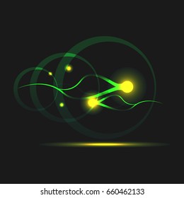 Dark abstract background with glow objects.Vector illustration