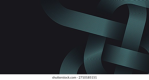 Fondo abstracto oscuro con diseño de línea geométrica azul brillante. Moderno patrón de línea diagonal redondeada azul brillante para cubiertas, folletos, certificados y tarjetas.