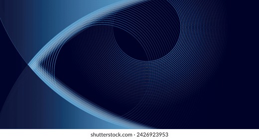 Dark abstract background with glowing circles. Swirl circular lines element. Shiny lines. Futuristic technology concept. 