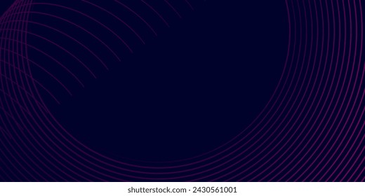 Fondo abstracto oscuro con círculos brillantes. Remolino elemento de líneas circulares. Líneas brillantes. Concepto de tecnología futurista. Traje para el banner, folleto, presentación, línea de vector corporativo