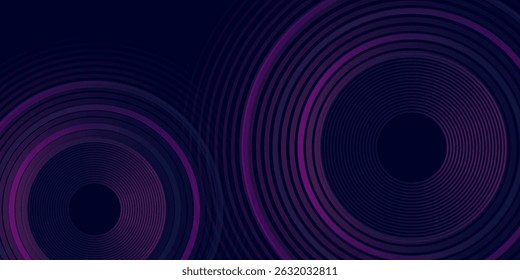 Dark abstract background with glowing circles. Swirl circular lines element. Shiny lines. Futuristic technology concept.
