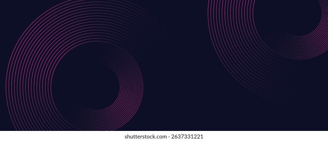 Dark abstract background with glowing circles. Swirl circular lines element. Shiny lines. Futuristic technology concept.
