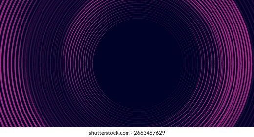 Fondo abstracto oscuro con círculos brillantes. Elemento de líneas circulares. Líneas brillantes. Concepto de tecnología futurista.