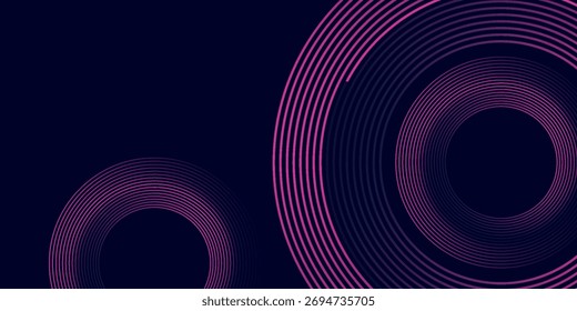 Fondo abstracto oscuro con círculos brillantes. Elemento de líneas circulares. Líneas brillantes. Concepto de tecnología futurista. 