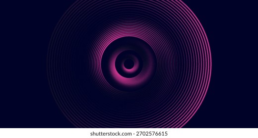 Fondo abstracto oscuro con círculos brillantes. Elemento de líneas circulares. Líneas brillantes. Concepto de tecnología futurista.
