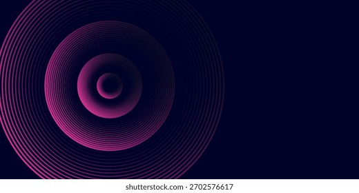 Dark abstract background with glowing circles. Swirl circular lines element. Shiny lines. Futuristic technology concept.