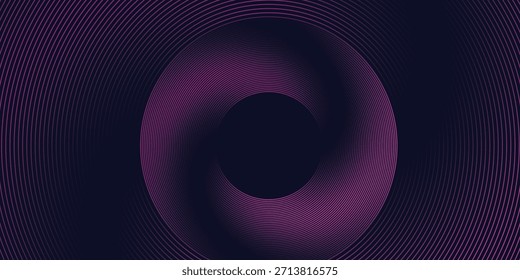 Fondo abstracto oscuro con círculos brillantes. Elemento de líneas circulares. Líneas brillantes. Concepto de tecnología futurista.

