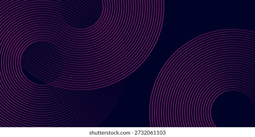 Dark abstract background with glowing circles. Swirl circular lines element. Shiny lines. Futuristic technology concept. eps 10.