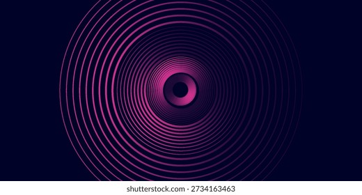 Dark abstract background with glowing circles. Swirl circular lines element. Shiny lines. Futuristic technology concept.