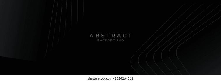 Dunkler abstrakter Hintergrund mit leuchtenden geometrischen Linien. Modernes glänzendes schwarzes Farbverlauf gerundete quadratische Linien Muster. Futuristisches Technologiekonzept. Vektorgrafik