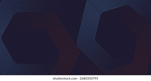 Plano de fundo abstrato escuro com linhas geométricas brilhantes. Padrão de linhas quadradas. Mínimo geométrico.