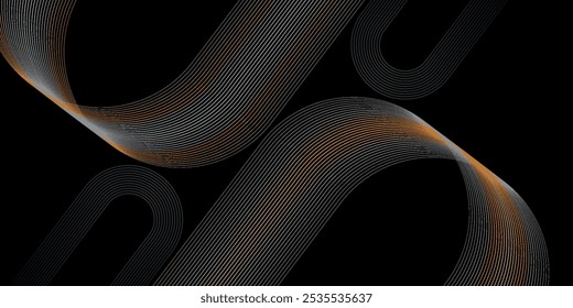 Dark abstract background with glowing golden geometric lines.