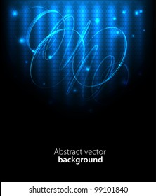 Dark abstract background with glowing lights. Vector