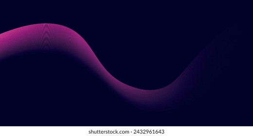 Dark abstract background with glowing lines. Wavy line element.