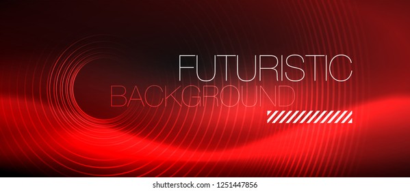 Dark abstract background with glowing neon circles, vector