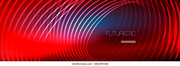 Dark abstract background with glowing neon circles. Trendy layout template for business or technology presentation, internet poster or web brochure cover, wallpaper