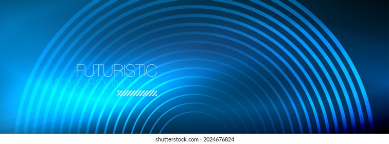 Dark abstract background with glowing neon circles. Trendy layout template for business or technology presentation, internet poster or web brochure cover, wallpaper