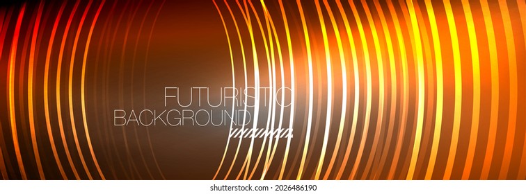 Fundo abstrato escuro com círculos neon brilhantes. Modelo de layout moderno para apresentação de negócios ou tecnologia, cartaz de internet ou capa de brochura da web, papel de parede