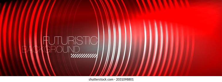 Dark abstract background with glowing neon circles. Trendy layout template for business or technology presentation, internet poster or web brochure cover, wallpaper