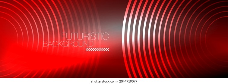 Dark abstract background with glowing neon circles. Trendy layout template for business or technology presentation, internet poster or web brochure cover, wallpaper