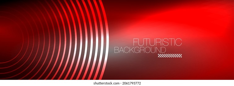 Dark abstract background with glowing neon circles. Trendy layout template for business or technology presentation, internet poster or web brochure cover, wallpaper