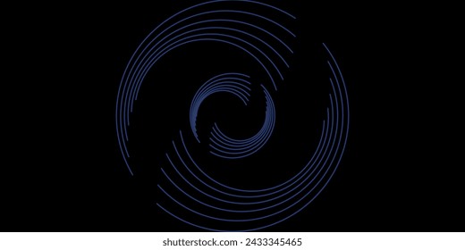 Dark abstract background with glowing neon circles, vector